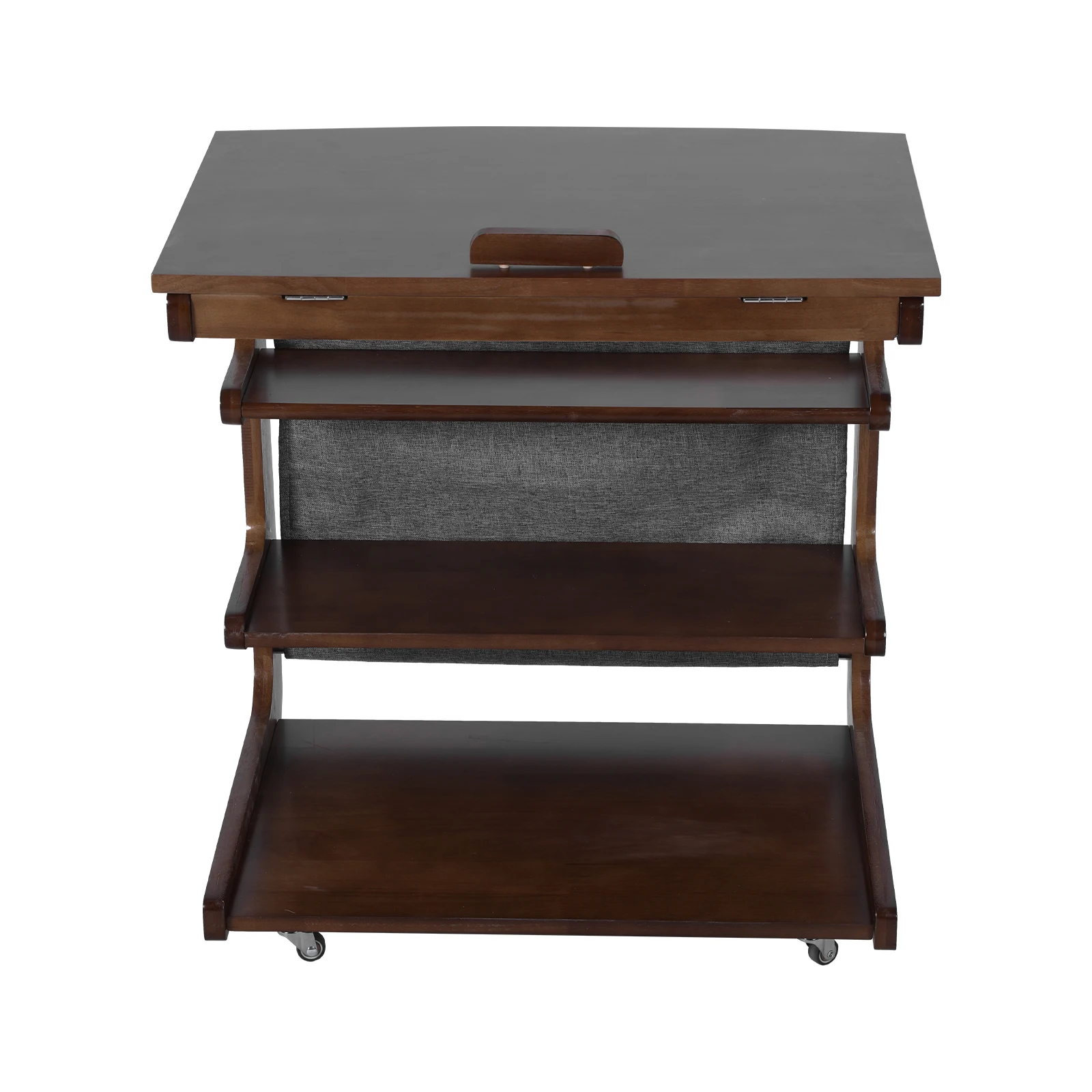 

Mobile C Shaped Laptop Side Table with Wheels with Storage Bag Adjustable Desktop for Living Room Bedroom Office Bathroom