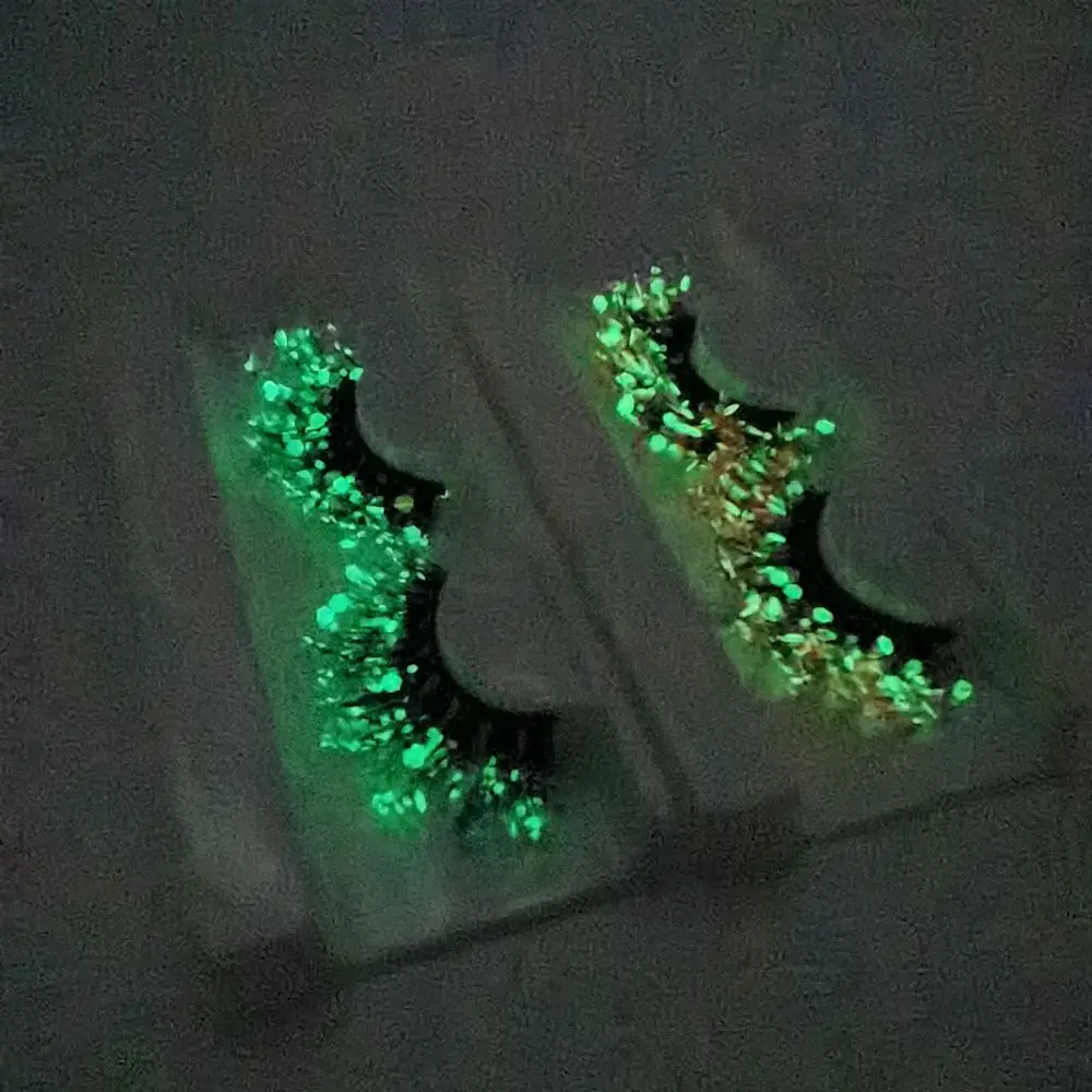 Make-up Volledige Strip Wimpers Vrouwen Valse Wimpers Glitter Gekleurde Wimpers Wimpers Verlenging Lichtgevende Wimpers Nep Wimpers