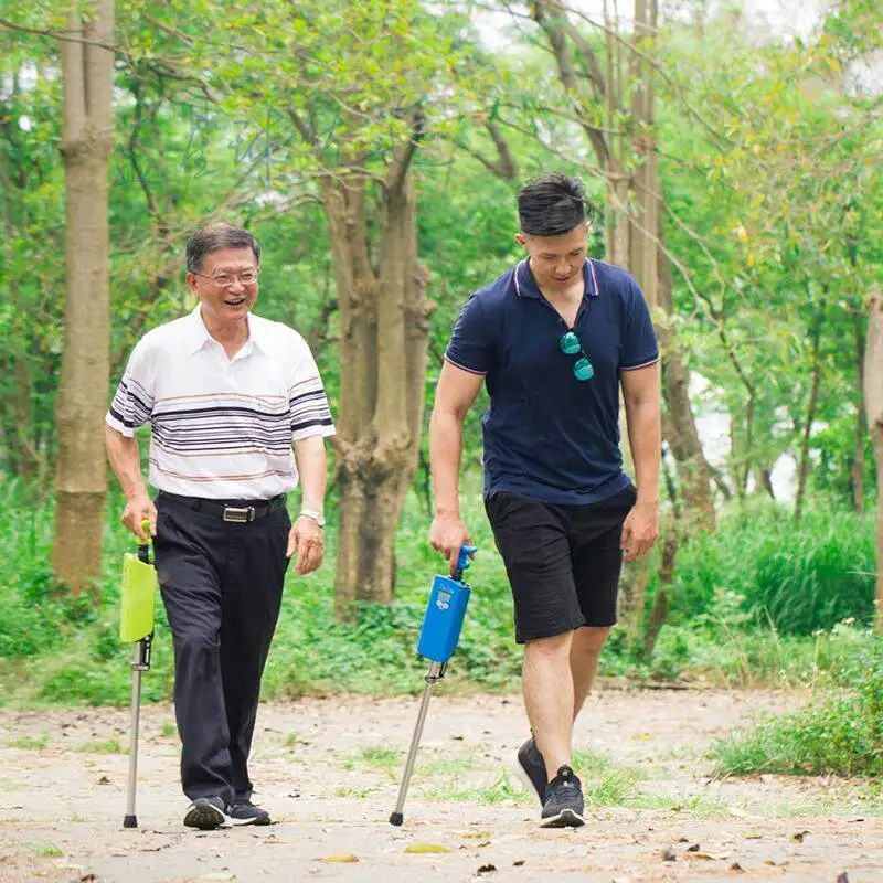 Automatic Foldable Walking Cane with Seat, Anti-Slip Hiking Staff for Elderly, Portable Metro Stick Convertible to Stool