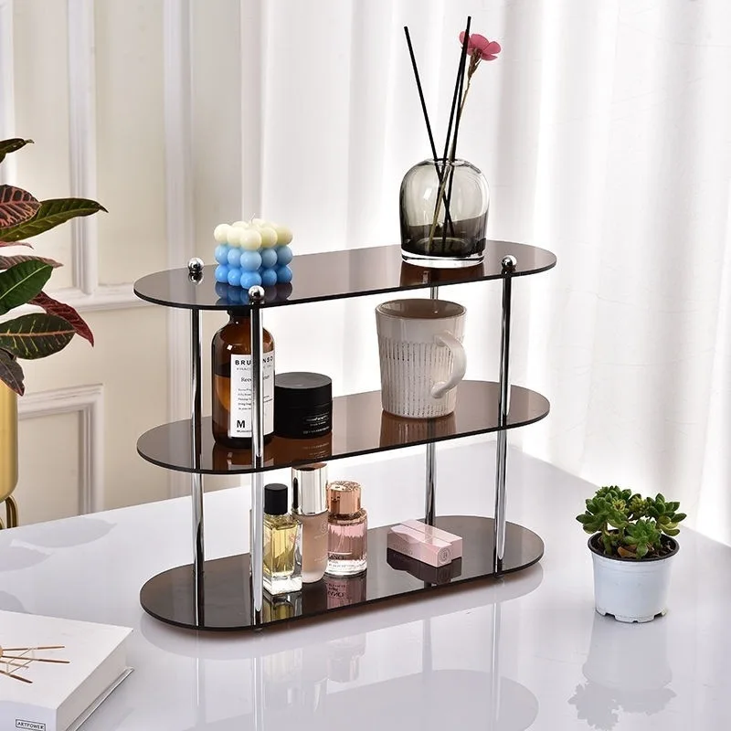 INS Style Storage Rack Acrylic Shelf Bathroom Countertop Cosmetics Display Multi-Layer Coffee Cup Holder Desktop Storage Decor