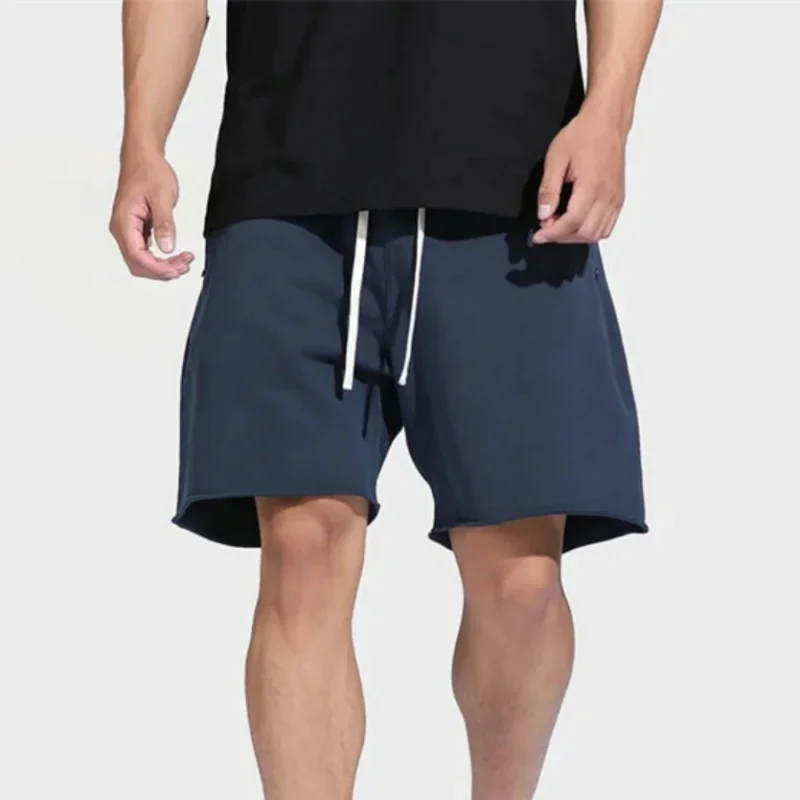 NEW zipper pocket Fitness Sports Shorts Men Summer Trend cotton Loose Leisure Running Basketball short pants  Fitness sweatpants