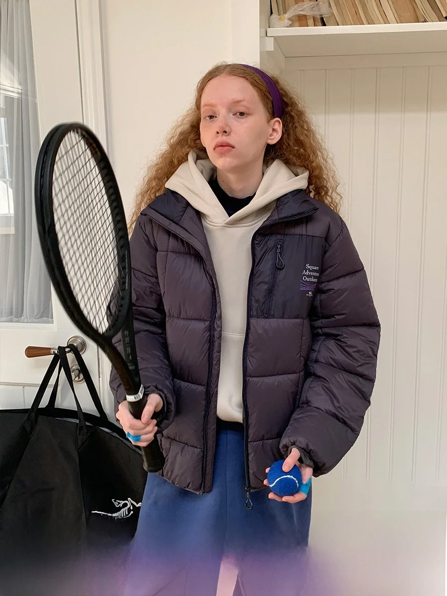 

Women's Thiened Bread Sle Jaet Square Houlest Outdoor Versatile Warm Winter Coat Stand Collar Long Sve Zipper Closure