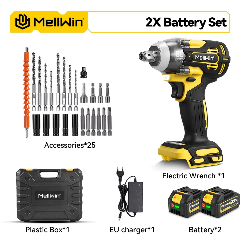 MELLWIN Borstelloze 520N · m Multi-elektrische boorset 3IN1 Elektrische slagmoersleutel Schroevendraaier Elektrisch gereedschap voor Makita 18V batterijpin