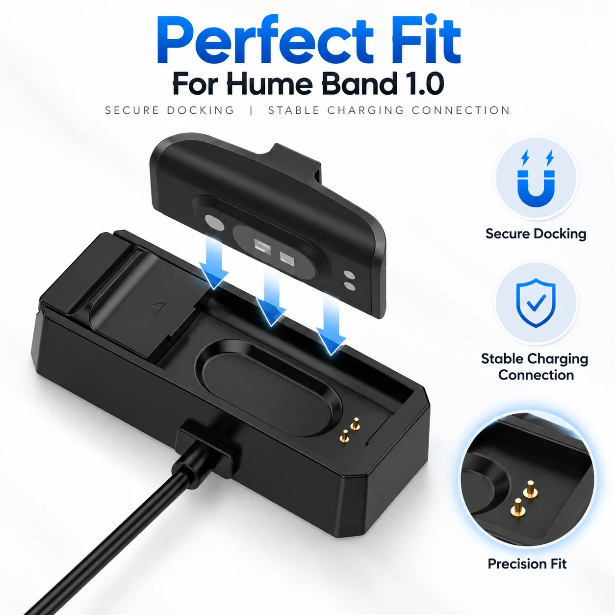 Charging Cable for Hume Band 1.0 USB-C Charger Dock 1M Probe Interface Replacement Charging Cord 5V 1000mA Black
