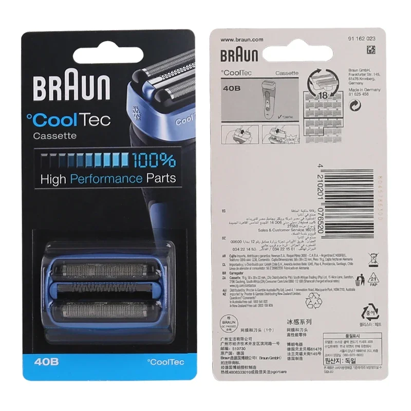Braun BN40B pencukur CoolTec kepala pisau cukur pengganti kaset sisir presisi bingkai biru untuk Braun CT2s CT2cc CT4S CT4cc CT5cc