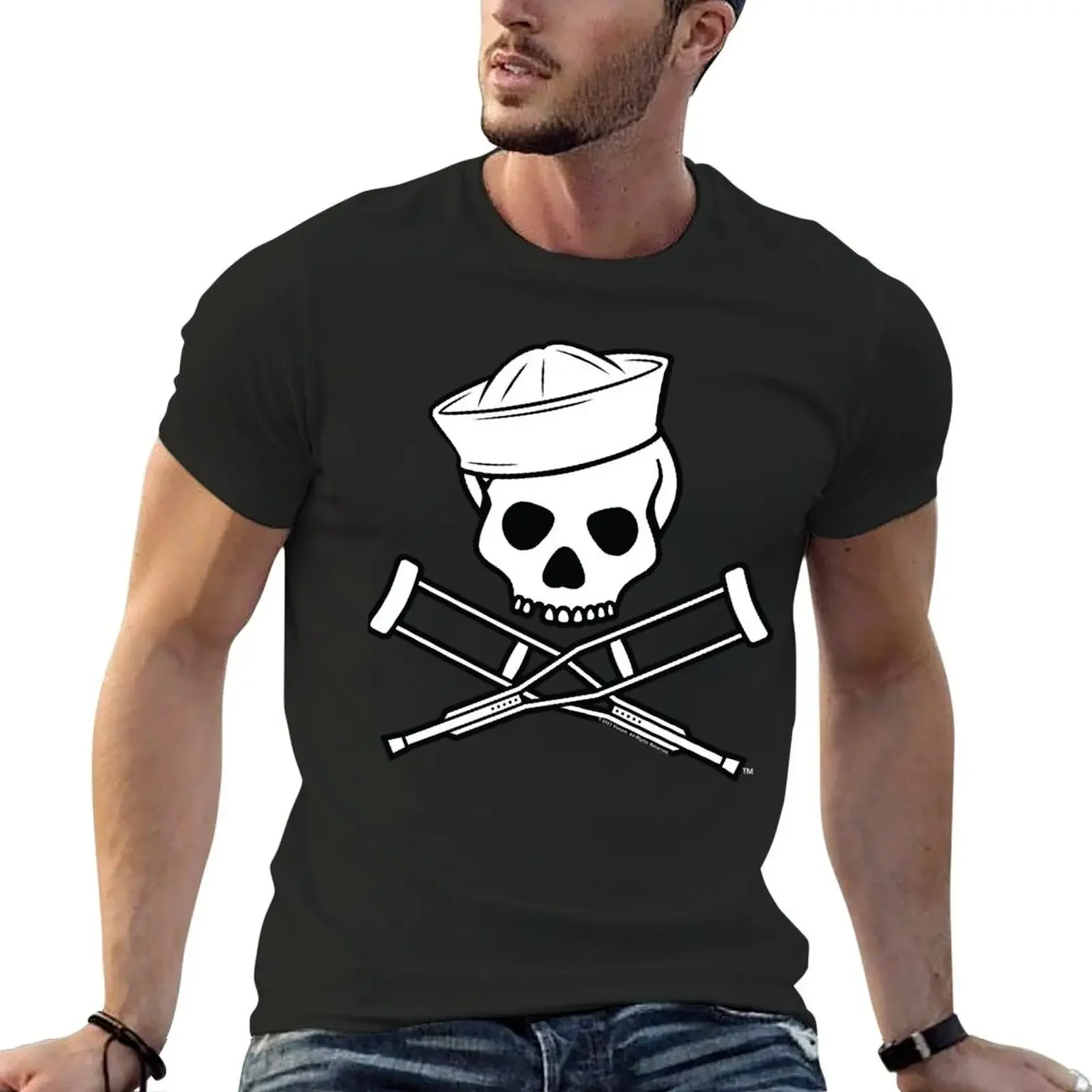 Jackass Sailor Skull & Crossbones Logo T-Shirt T-Shirt oversized t shirt tees anime quick drying mens designer t shirt