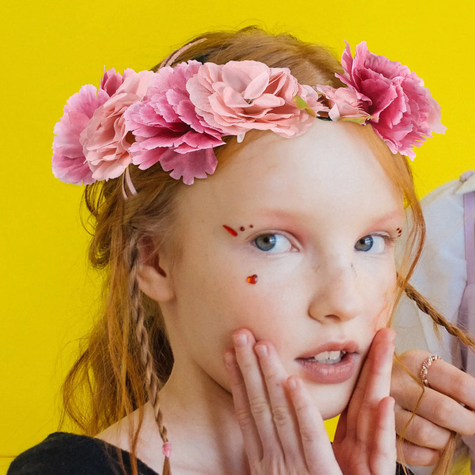 

Floral Garlands Crown Flower Wreath Headband Soft Nonwoven Hairband for Women Wedding Party Holiday Photo Prop Accessory