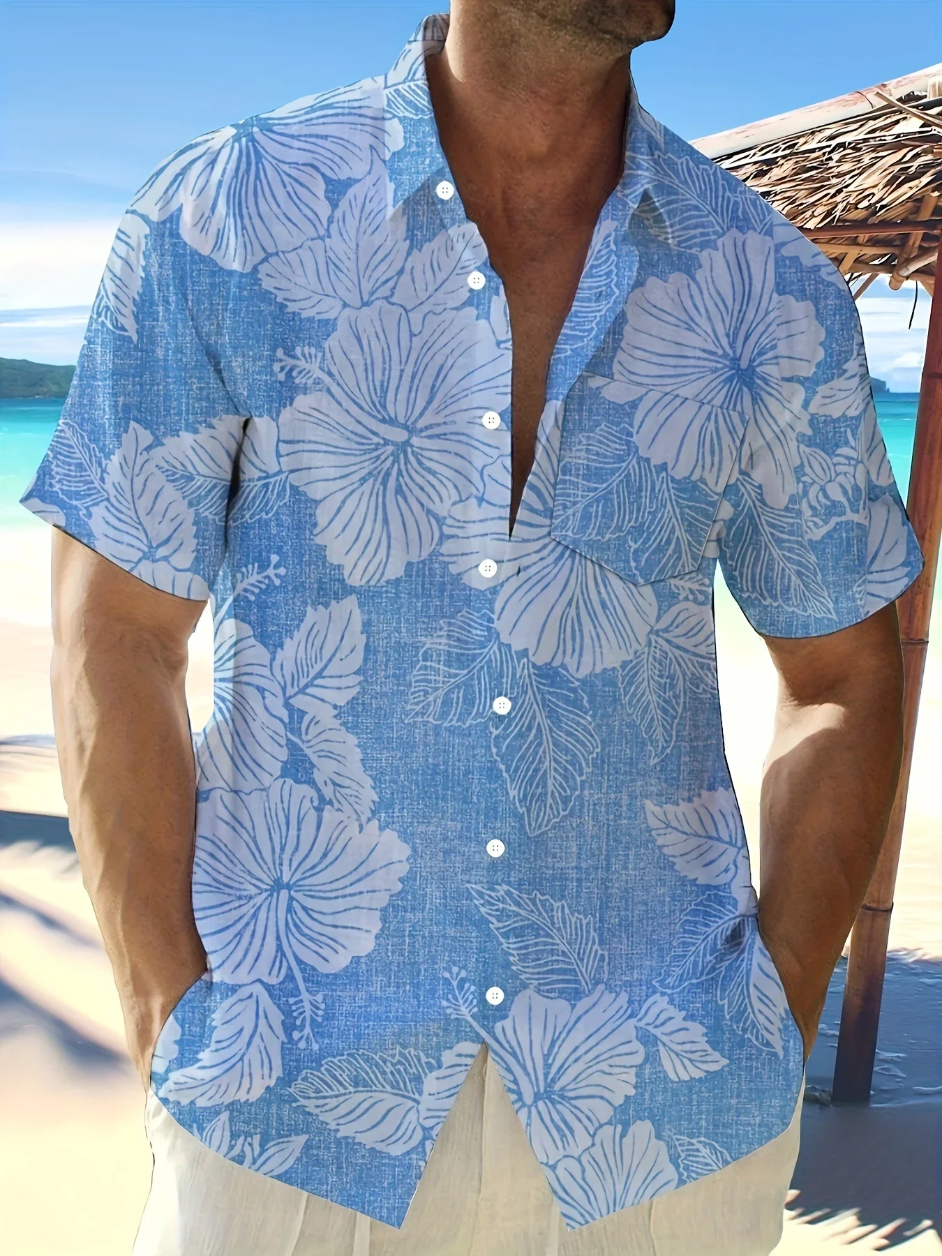 Summer Holiday Hawaiian Shirt For Men Casual Man Short Sleeve Fashion Print Lightweight Breathable Beach Party Dress Shirts