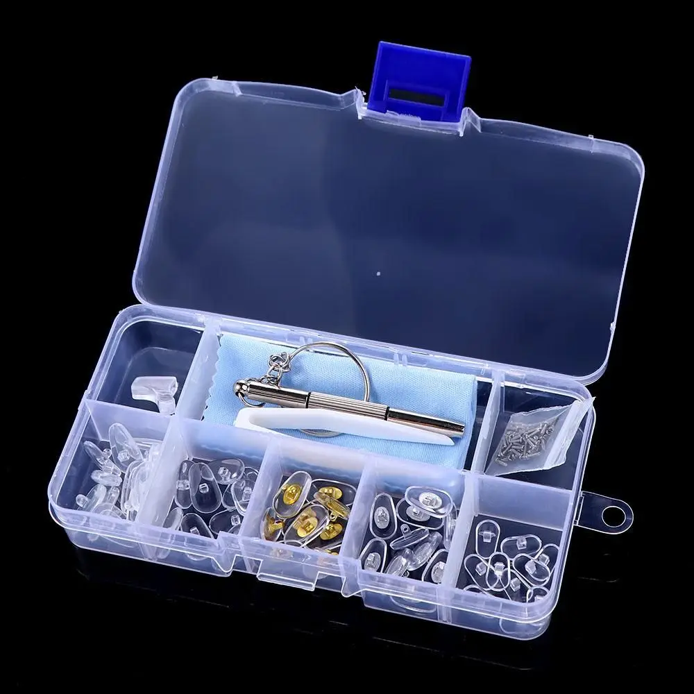 Glasses Repair Kit Silicone Nose Pads Replacement Optical Glasses Repair Tool Parts Assorted Kit Screwdriver Tweezers Ear Hooks