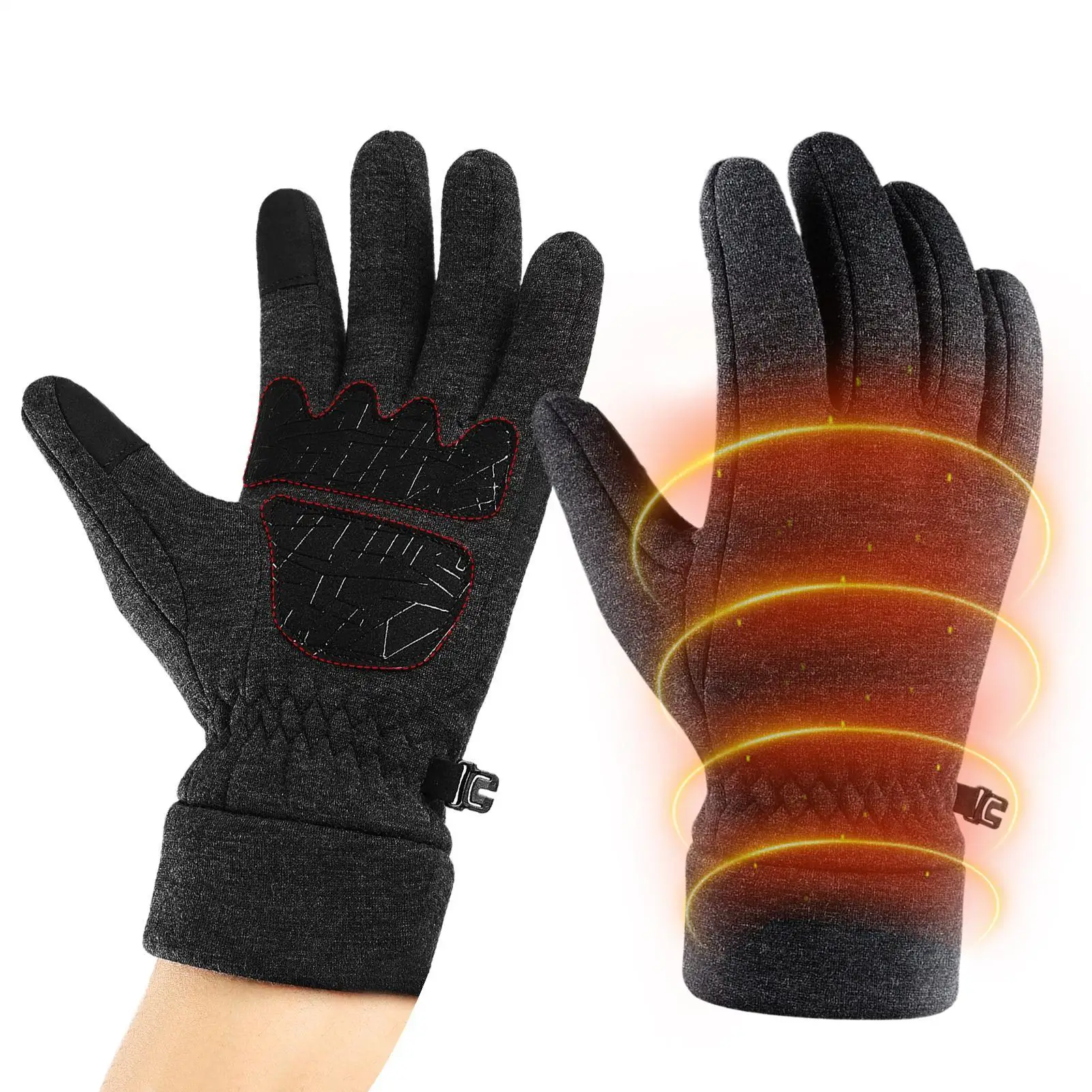 

Gloves For Cold Weather Thermal Windproof Non-Slip Palm Adults Thermal Gloves Cold Weather For Men Women Running Cycling Driving