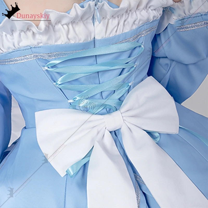 XS-2XL Re: Zero Starting Life in Another World Rem Cosplay Costume Bule French Maid  Dress Halloween Disguise for Adult Women