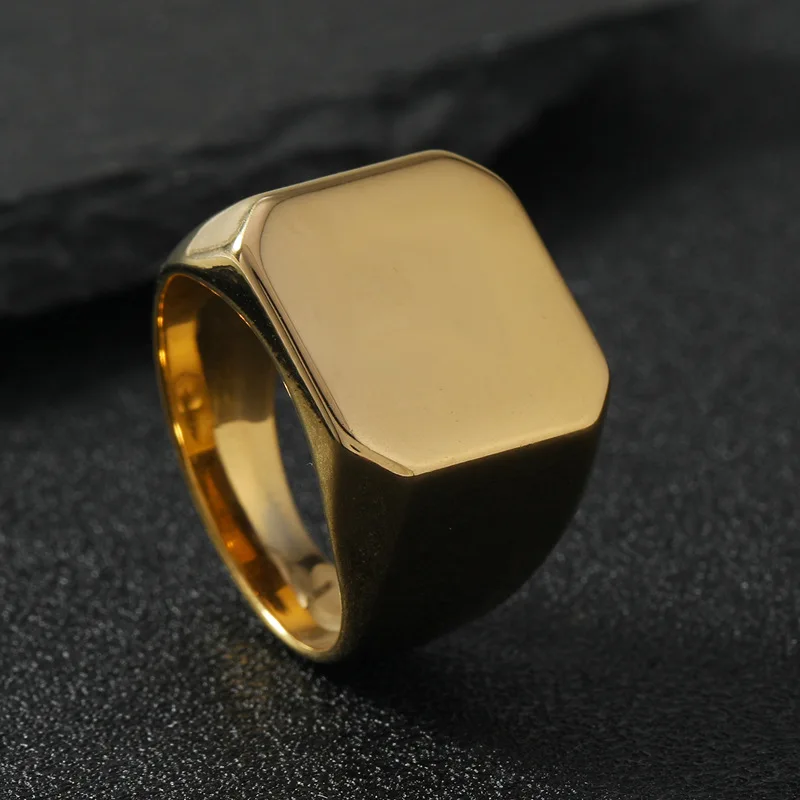 1 stylish and exquisite polished large square stainless steel ring, suitable for both men and women to wear as a gift image 2