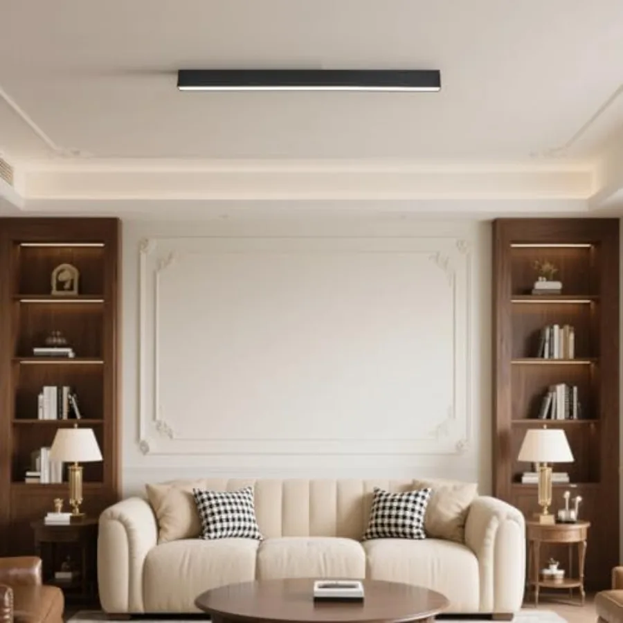 Black ceiling light LED, modern and simple, long strip ceiling surface installation, suitable for living room, bedroom, corrido view 5