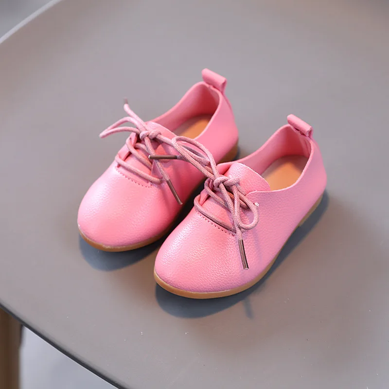 New Children Leather Shoes Princess Boys Girls Lace Shoes Baby Flats Student Kids Soft Sole Shoe 1 2 3 4 5 6 7 8 9 10 11 12 Year