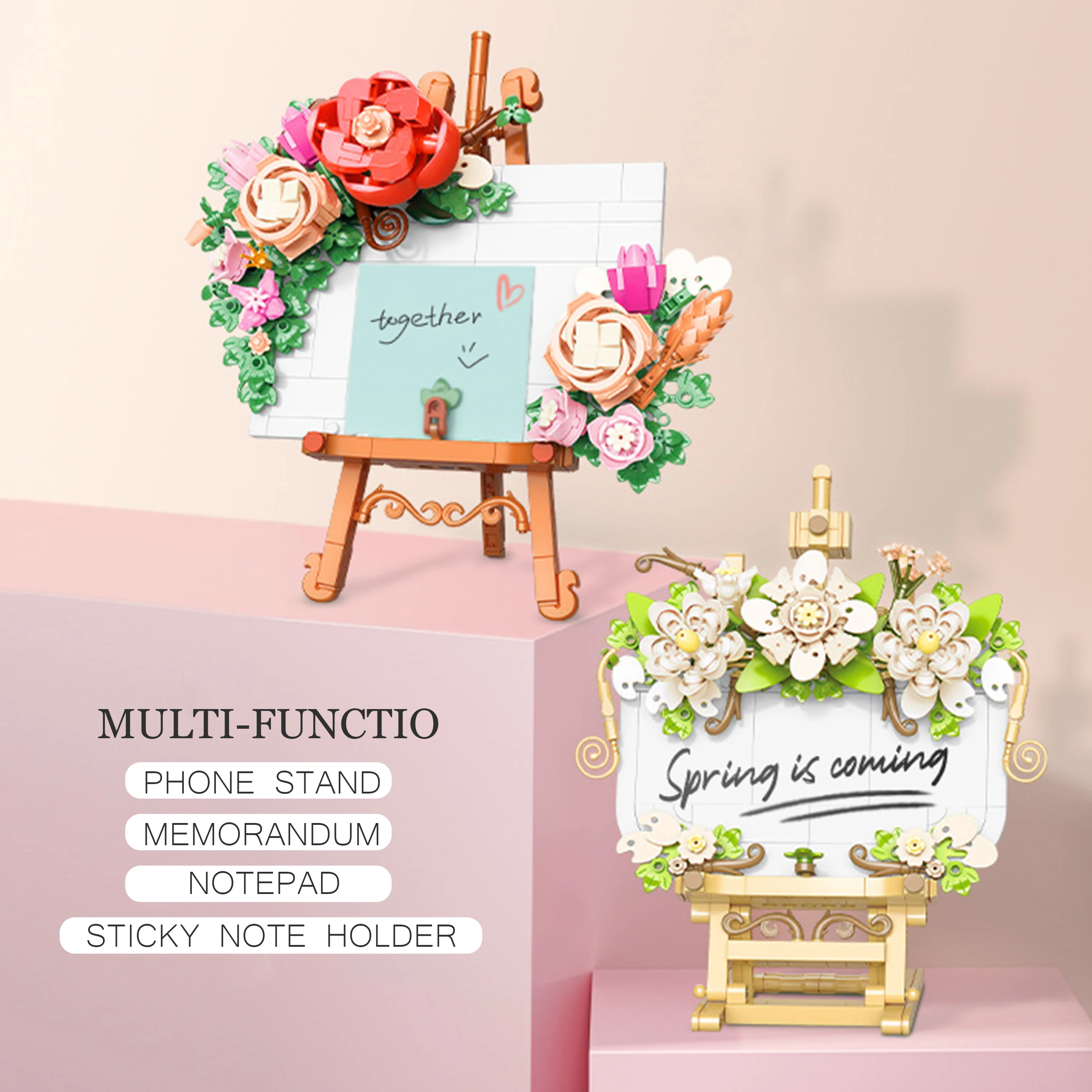 Plant Rose Jasmine Postcard Small Particles Building Blocks Flower Educational Toy for Kids Boys Girls