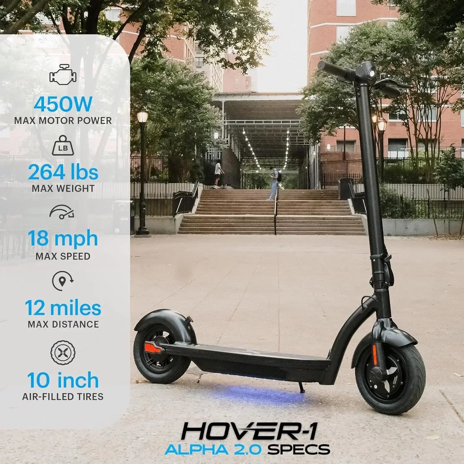 Alpha Cargo/2.0 Foldable Electric Scooter with 300W/450W Brushless Motor, 16-18 mph Max Speed, 10