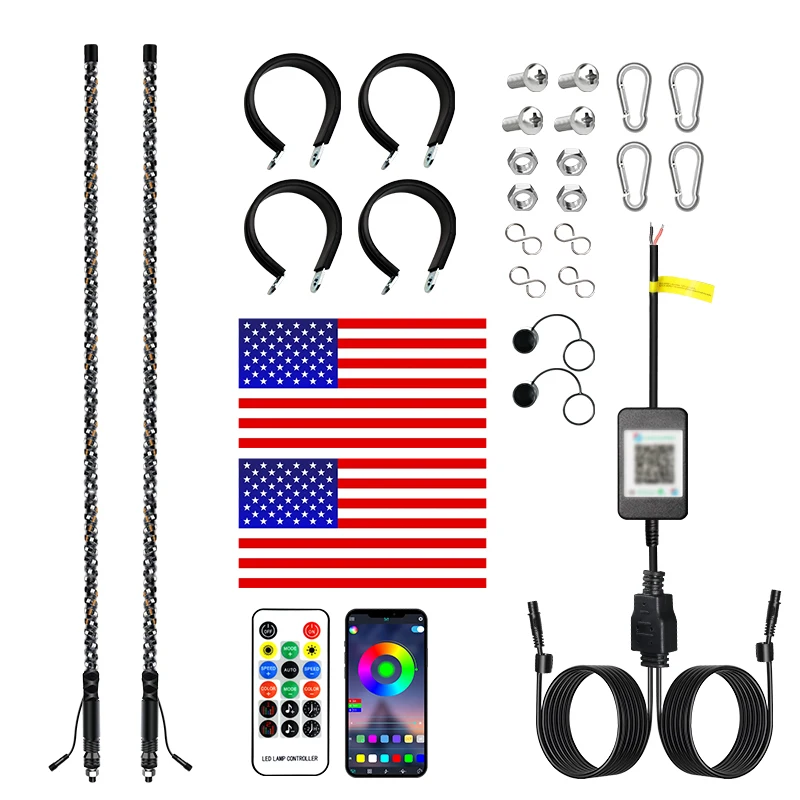 

CF RGBIC LED Flag Pole Whip Lights Music Sync APP Remote Control Multi Color Running Lights for Off Road ATV UTV Sand Car