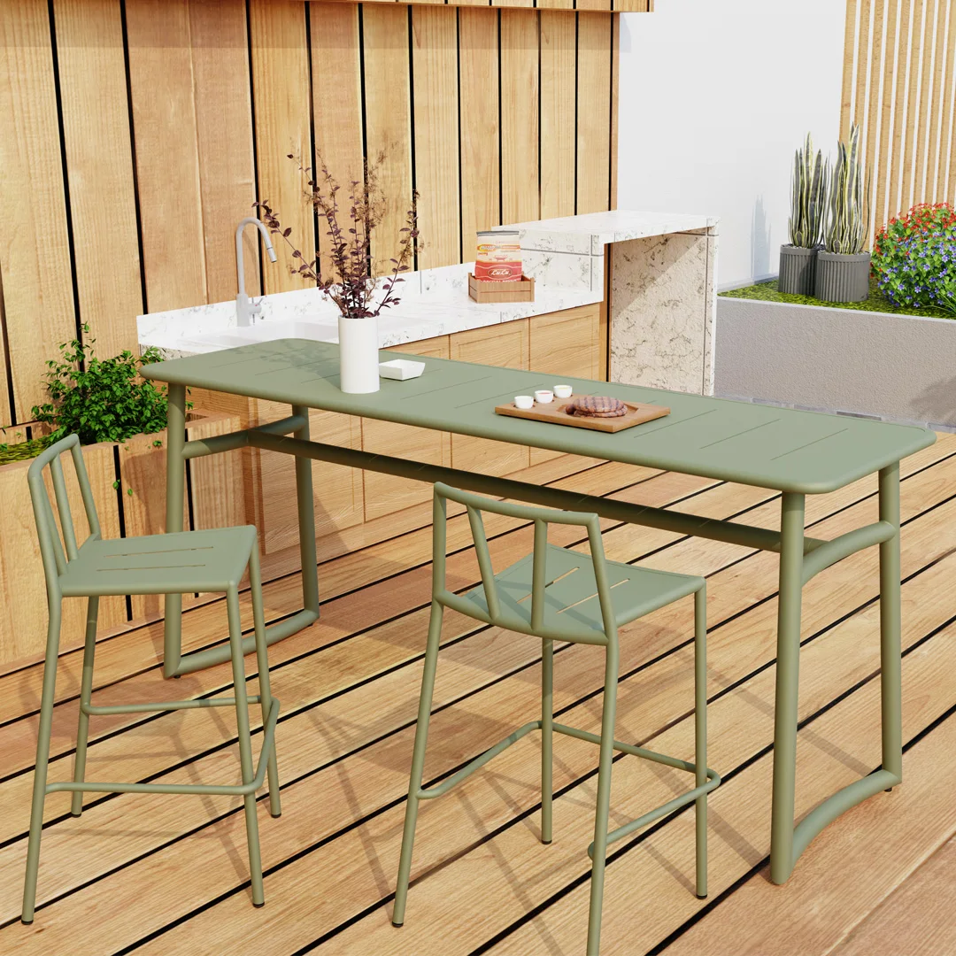 sr-New Design Hotel Bistro Restaurant Aluminium Bar Garden Outdoor Table Set@