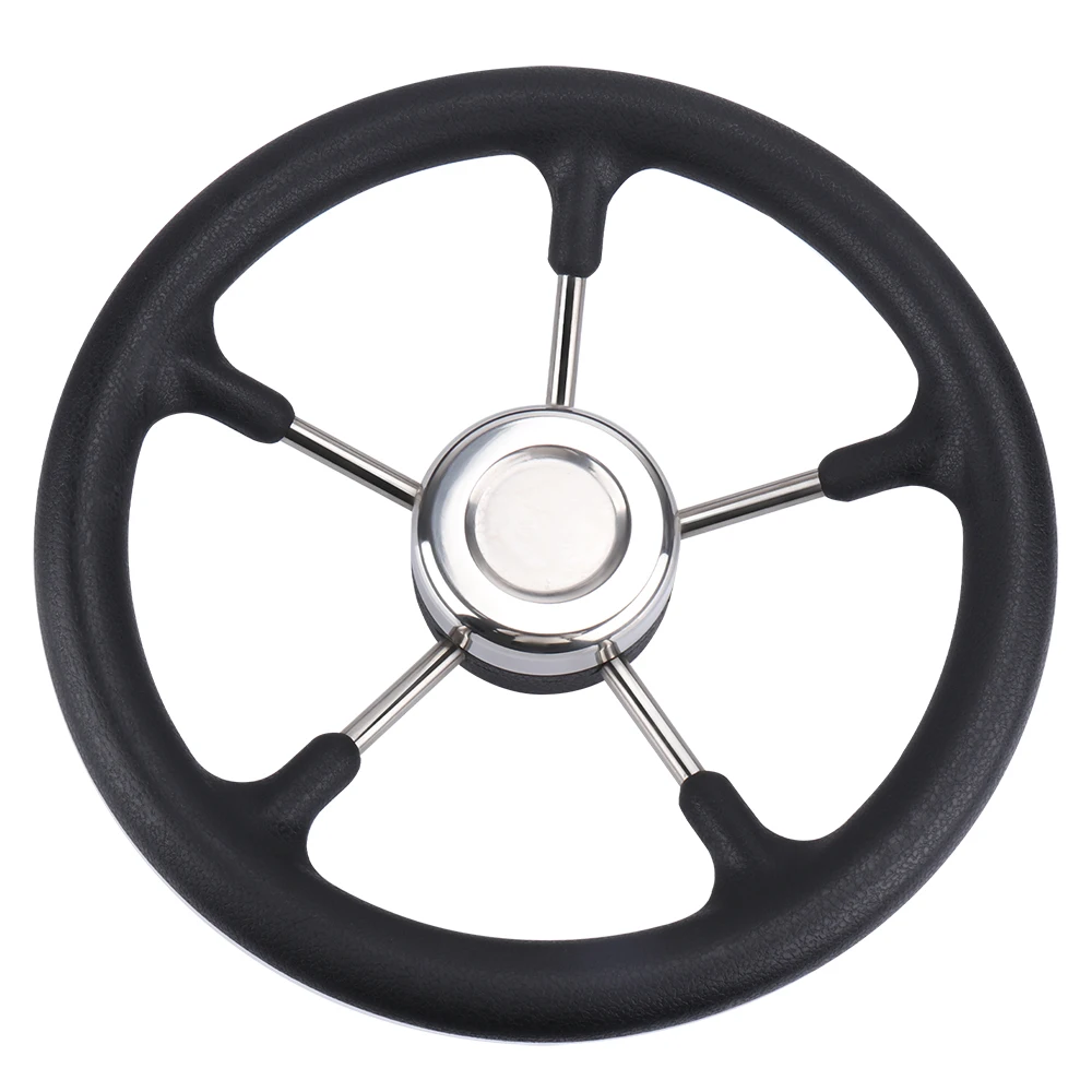 Bootaccessoires Marine 13 inch roestvrijstalen 5-spaaks Destroyer stuurwiel met zwart schuim