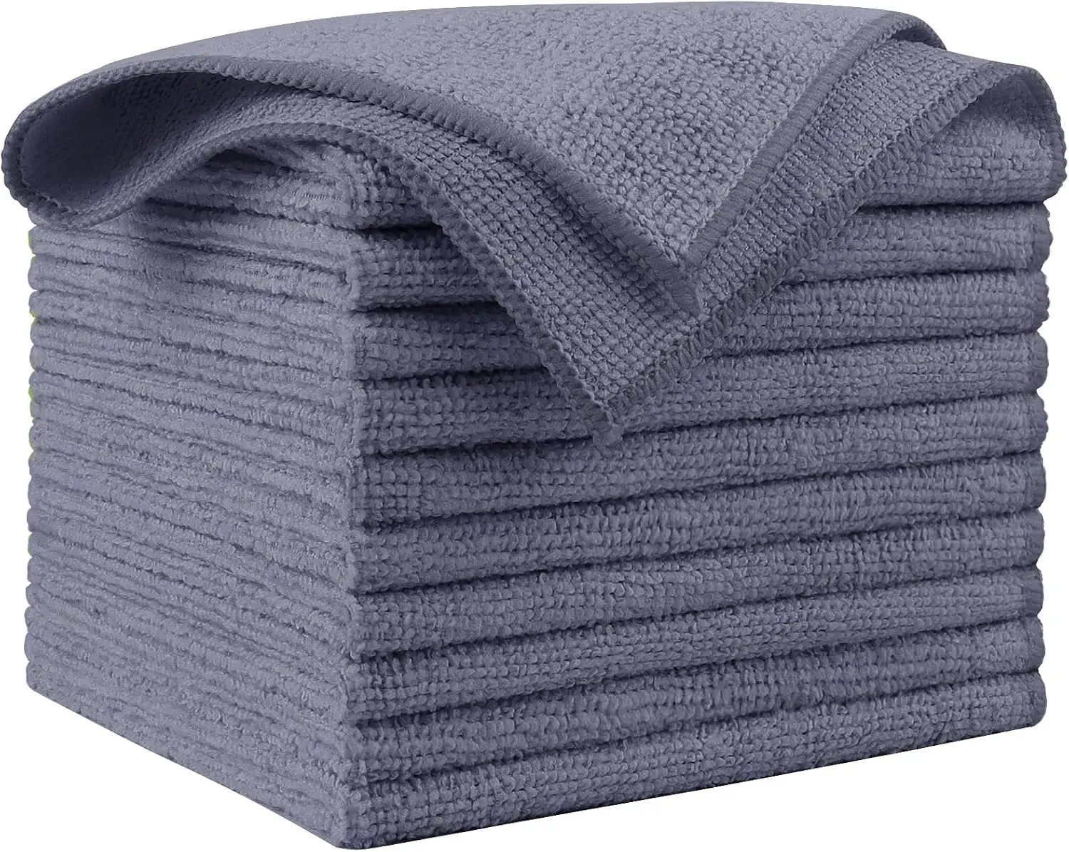 10-Pack Grey Microfiber Cleaning Cloths, 12 x 12 Inch Microfiber Towels
