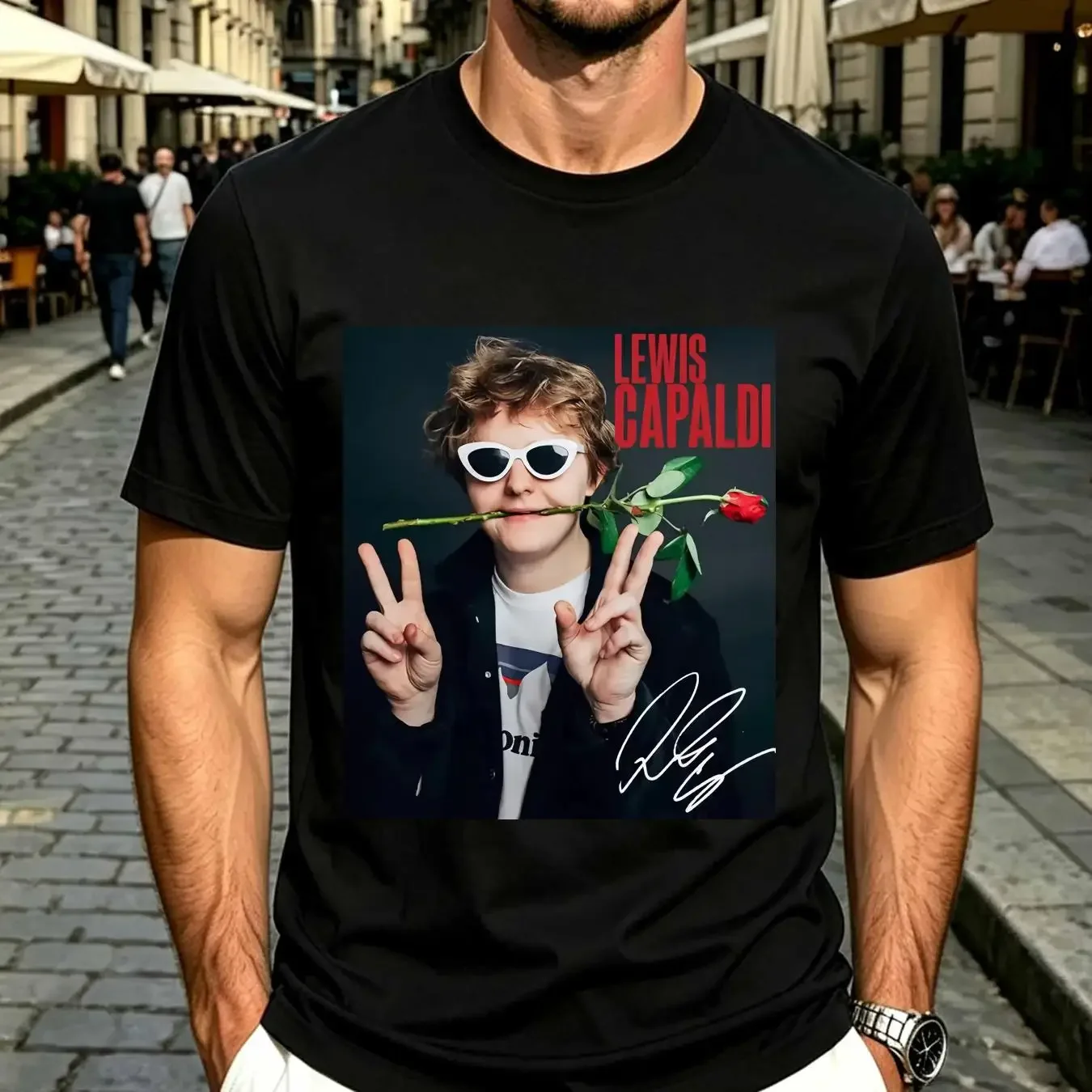 washed T Shirt Hot Lewis Capaldi Cute For Fans Black All Size H707 vintage Washed homme Casual streetwear Stylish Slightly