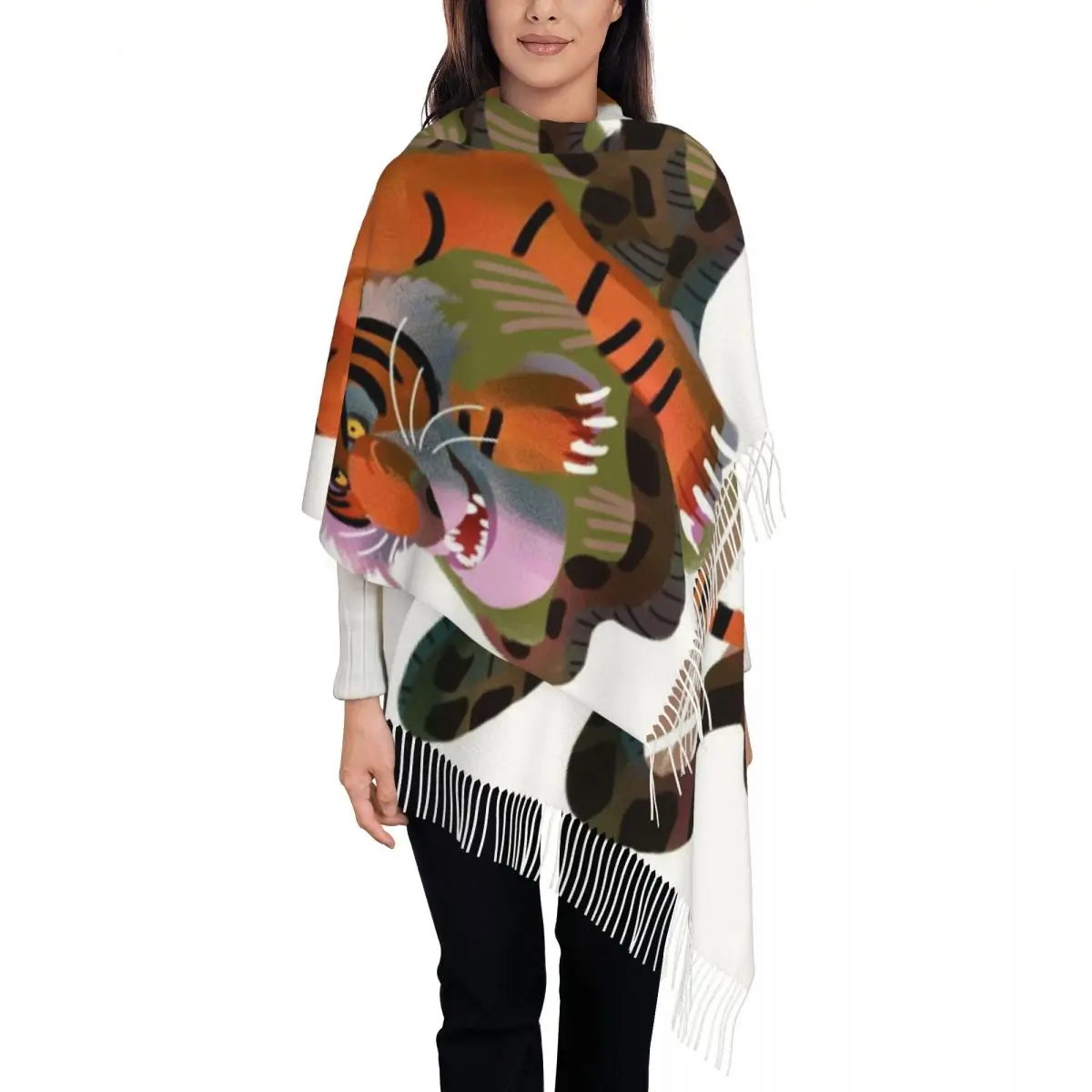 

Модный шарф с кисточками в виде книги джунглей Kaa, женские зимние теплые шали, женские шарфы