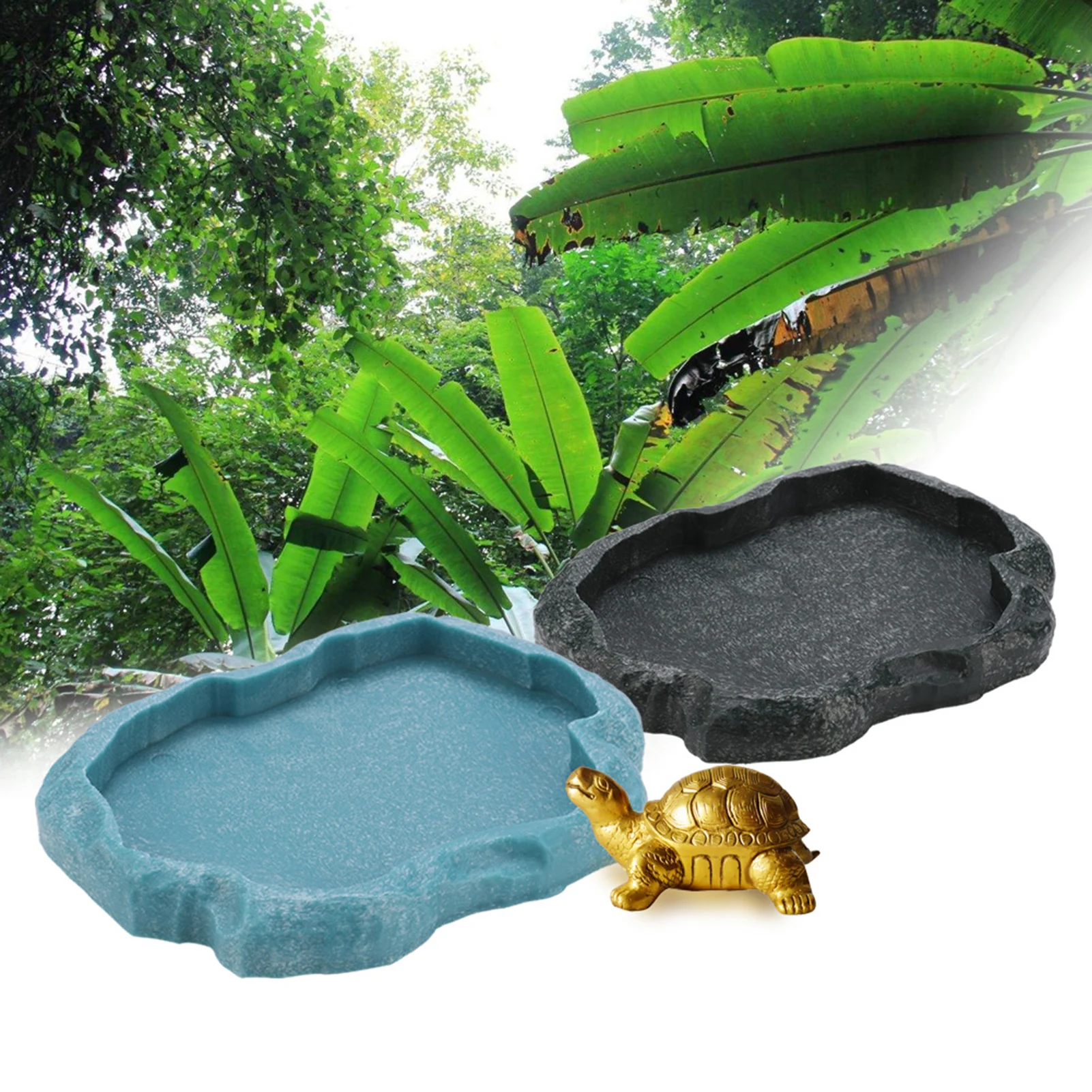 ABS Resin  Reptile Rock Food and Water Dish Feeder Bowl for Tortoise Lizard Reptile Bowl Lizard Feeder Reptile Feeder