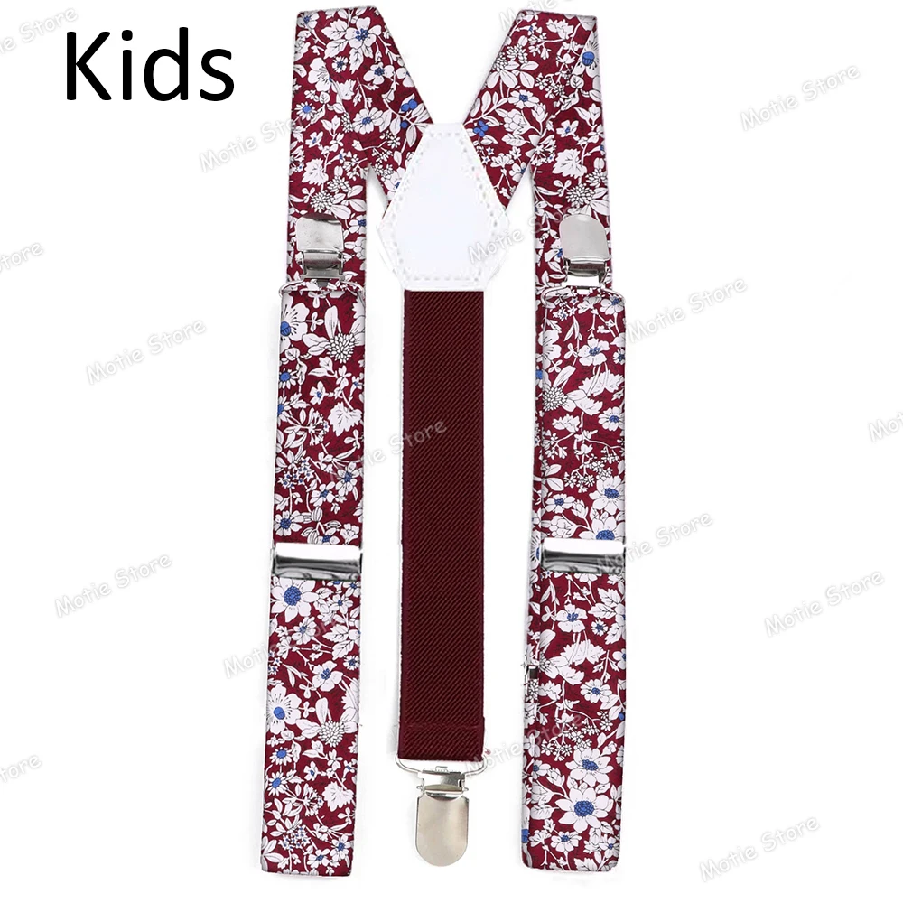 المطبوعة الأزهار القطن الاطفال الحمالات كليب على الأشرطة قابل للتعديل مطاطا Y-الظهر الأقواس الأطفال صبي فتاة الأقواس اكسسوارات الزفاف