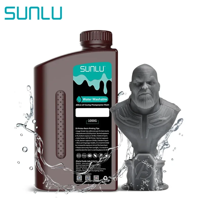 SUNLU Water Washable/Like ABS/Standard/Like PA UV Resin 1KG Liquid Low Odor Fast Curing for LCD 3D Printer Photopolymer Resin