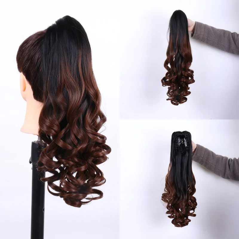 

Европейский и американский стиль: женский длинный кудрявый накладной хвост-пучок, большой волнистый кудрявый фейковый хвост