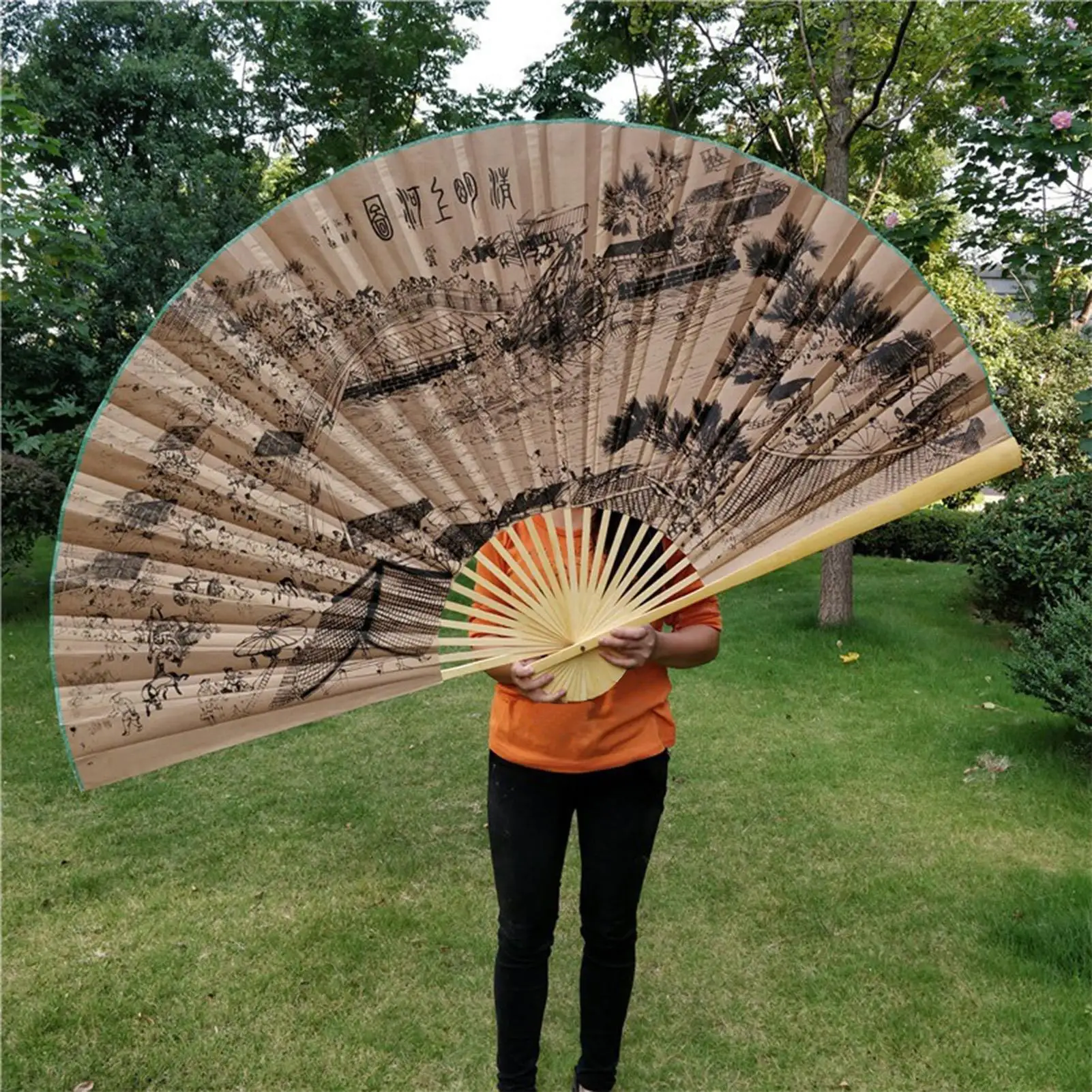 Giant Wall Fan Folding Bamboo Fan Large Big Hand Classical Wall Mount Fan Living Room Decor Plum Fans Chinese Decoration