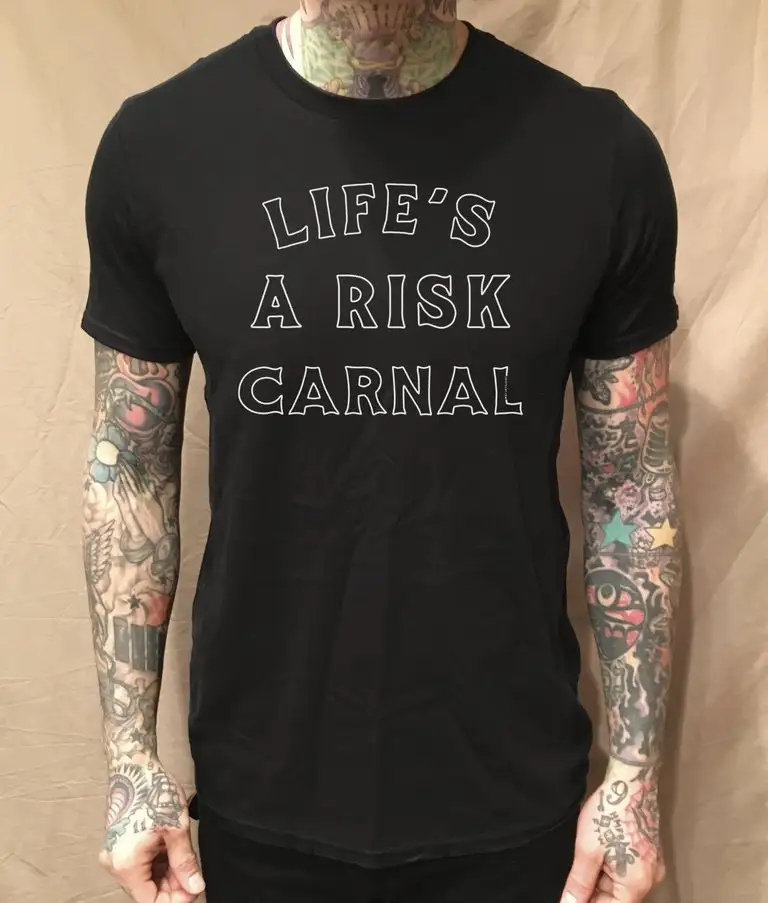 Outline Risk Text Black T Shirt