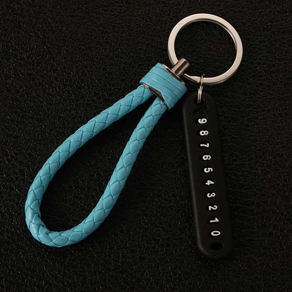 

Creative Leather Strap Anti-lost Hand Woven Car Key Holder Lanyard Keyring Phone Number Keychain Car Key Clip ​