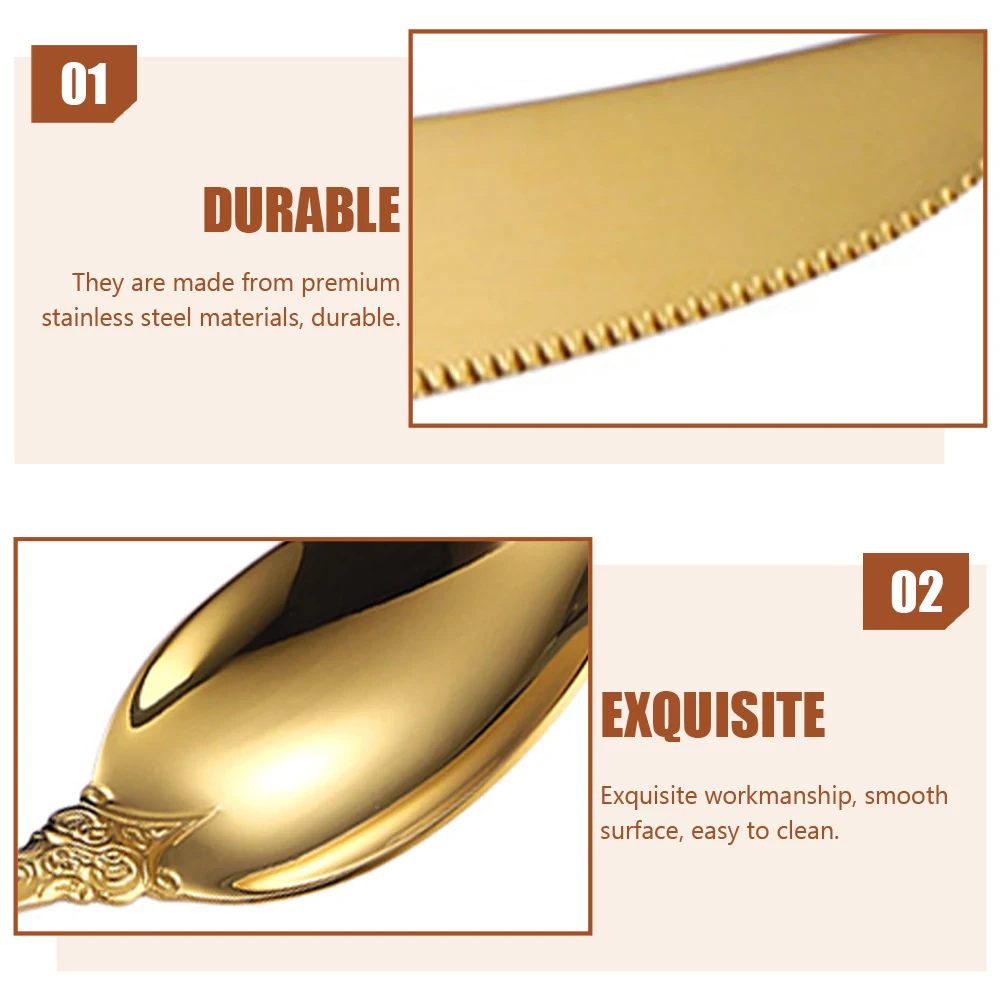 

Vintage Embossed Cutlery Set Stainless Steel Smooth Surface Firm Clean Dinner Birthday Party Serving Home