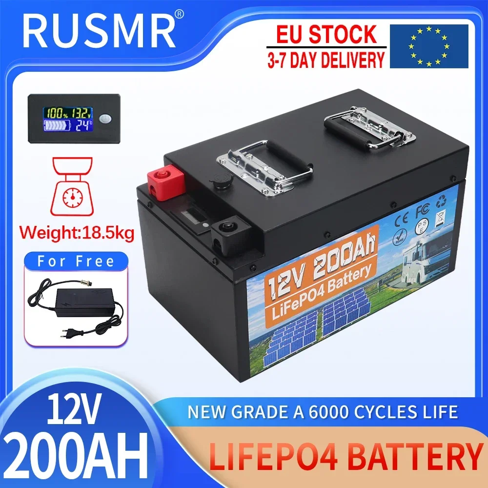 12V 24V 100AH 200AH 250AH 500AH LiFePO4 Lithium Iron Phosphate Battery Built-in BMS For Outdoor Campers Golf Cart Solar TAX FREE