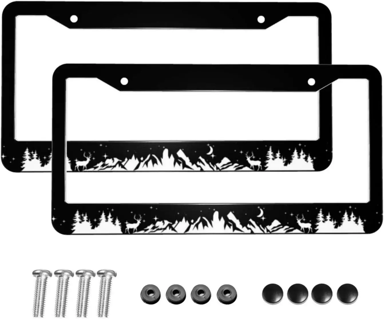 

Рамка для номерного знака с узором в виде гор, 2 упаковки, держатель для номерного знака с 2 отверстиями, автомобильная рама для женщин, мужчин, автомобилей США
