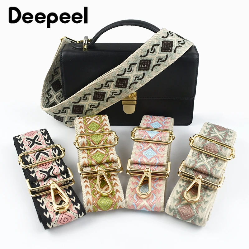 

1Pc Deepeel 5cm Wide Embroidered Bags Strap Women's Handbag Crossbody Shoulder Replace Straps Adjustable Belt Bag Accessories