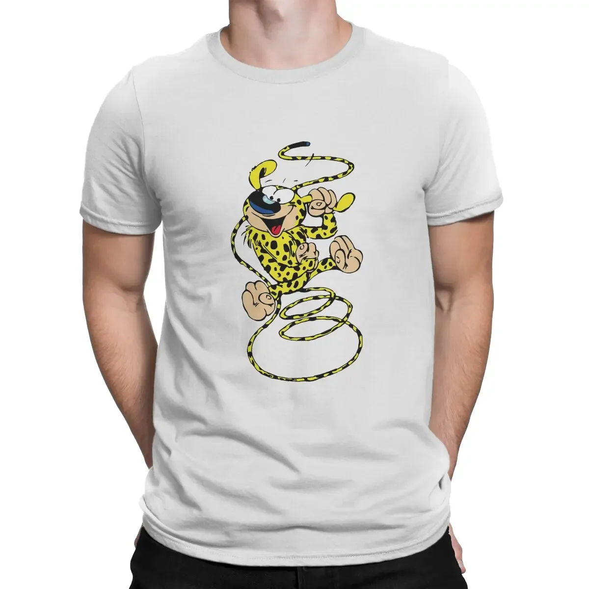 Gaston Lagaffe Anime Marsupilami Spring With Ear In Hand Tshirt Homme Men's Tees Polyester T Shirt For Men