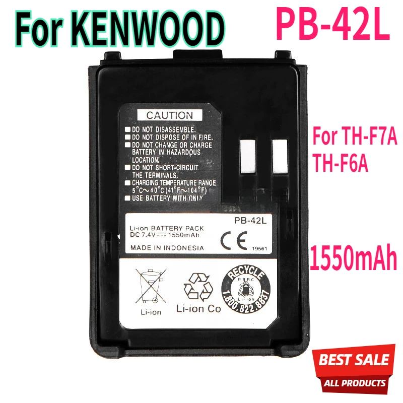 PB-42L Li-ion Battery 7.4V 1550mAh For KENWOOD Walkie Talkie TH-F6 TH-F6A TH-F6E TH-F7 TH-F7A TH-F7E Two Way Radio Extra Battery