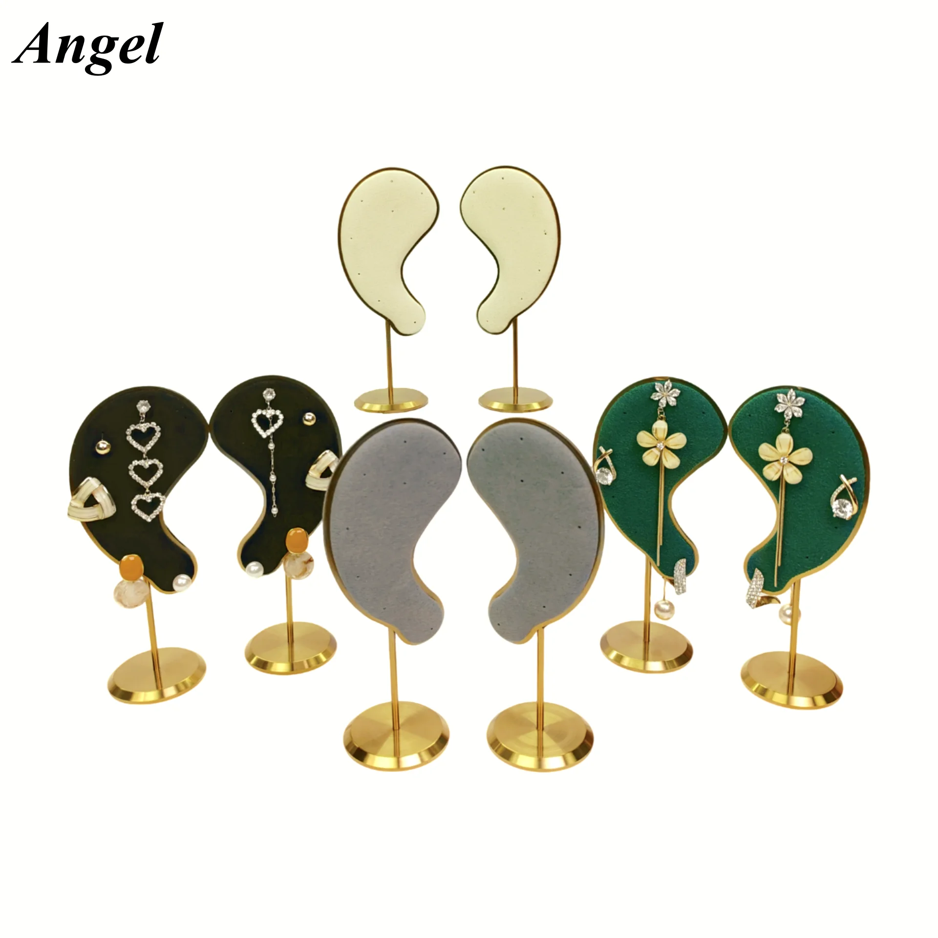 Ear Shape Earring Display Stand Microfiber Charms-Earring Hanging Rack Ear Clip Holder Stud Jewelry Organizer Storage Showcase