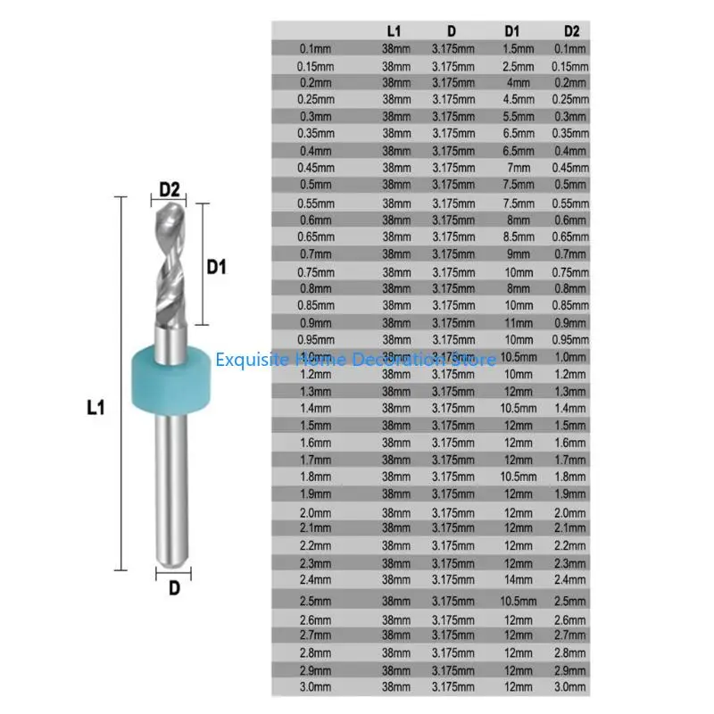 

L5BF 10Pcs Miniature Drill Bit Set Tool For PCB, Router Bits, Circuit Board Stone Jewelry Detailed Engraving Tool (0.1mm-2mm)