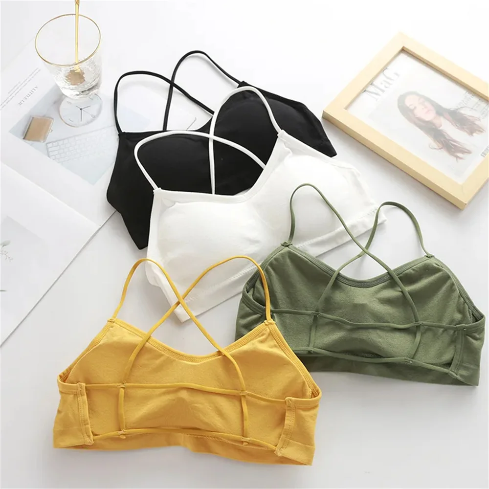 3PCS/Set Sports Bra Women's Cross Shoulder Strap Sports Bra Yoga Navel Top Gym Fitness Tube Top Breathable Beauty Sexy Bra Back