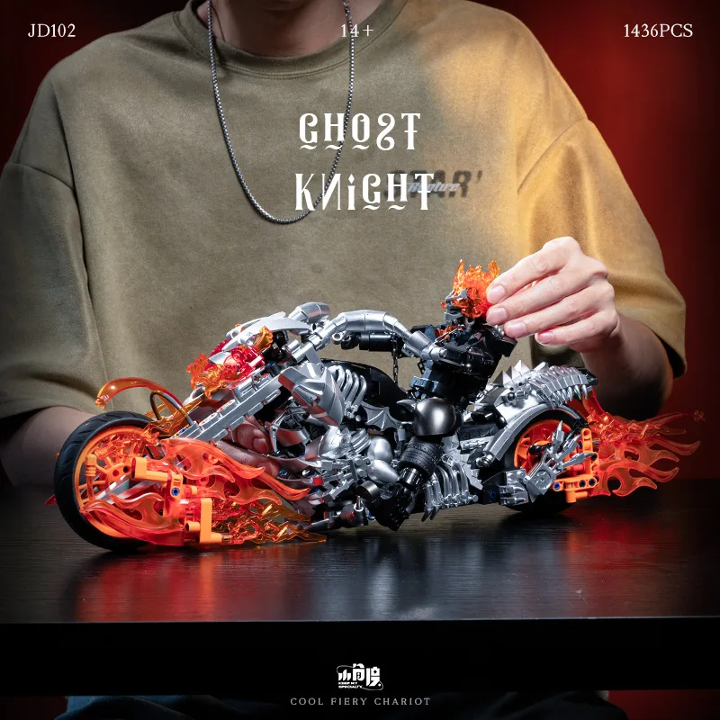 نموذج قابل للجمع للدراجة النارية من MarvelHero GhostRider، لعبة تجميع عالية الصعوبة للبالغين، مشتق الرسوم المتحركة #4