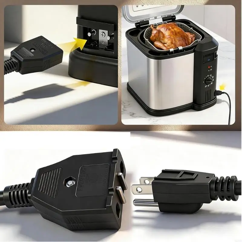 15A 125V Power Cord Air Cooker Electrical Cord Replacement Power Cable Perfect for Electric Air Fryers