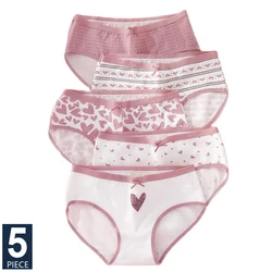 Bragas con estampado de moda para mujer, ropa interior transpirable de algodón puro, sin costuras, con lazo bonito, lencería Sexy, 5 piezas