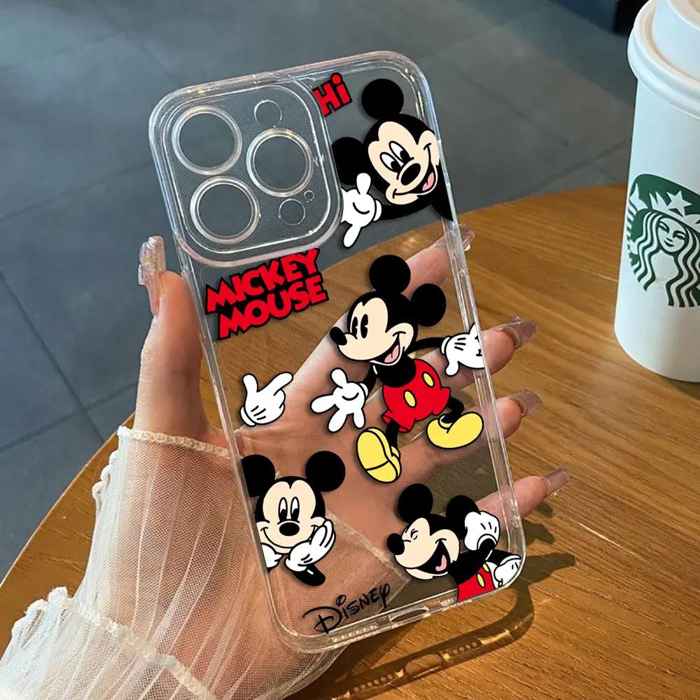 

Disney Mouse Mickey Minnie Cover Clear Phone Case For Apple iPhone 16 16E 15 14 12 13 11 Pro 8 7 SE Plus XR XS Max Case Funda