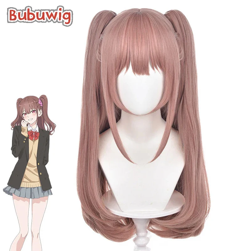 Bubuwig Kunst haar Tachibana Mikari Cosplay Perücken 2,5 dimensionale Verführung 70cm lang rosa braun Pferdes chwanz Perücke hitze beständig