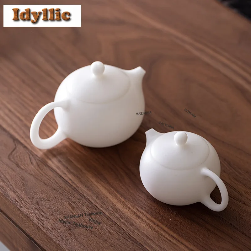 

Ice Jade Porcelain Plain Grilled Teapot Aesthetic Tea Infuser Pot Tea Maker Kettle With Strainer Kung Fu Tea Tea Services Craft