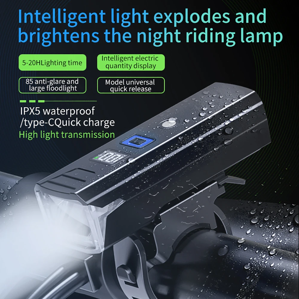 Lampa rowerowa 300 lumenów, akumulator 1500 mAh, latarka rowerowa, power bank, latarka montowana na kierownicę, ładowanie USB, rower górski, rower szosowy, mocne światło