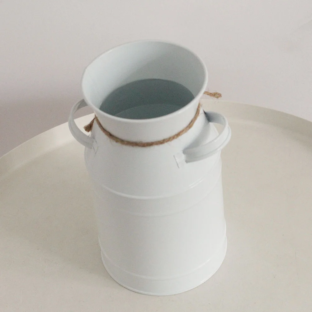 Rustic Flower Vase Buckets Vintage Floral Iron Arrangement Container Metal Large for Flowers